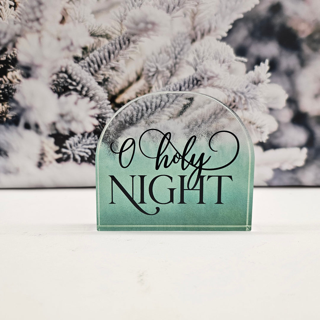 Green O Holy Night | Acrylic Christmas Shelf Sitter AC-017