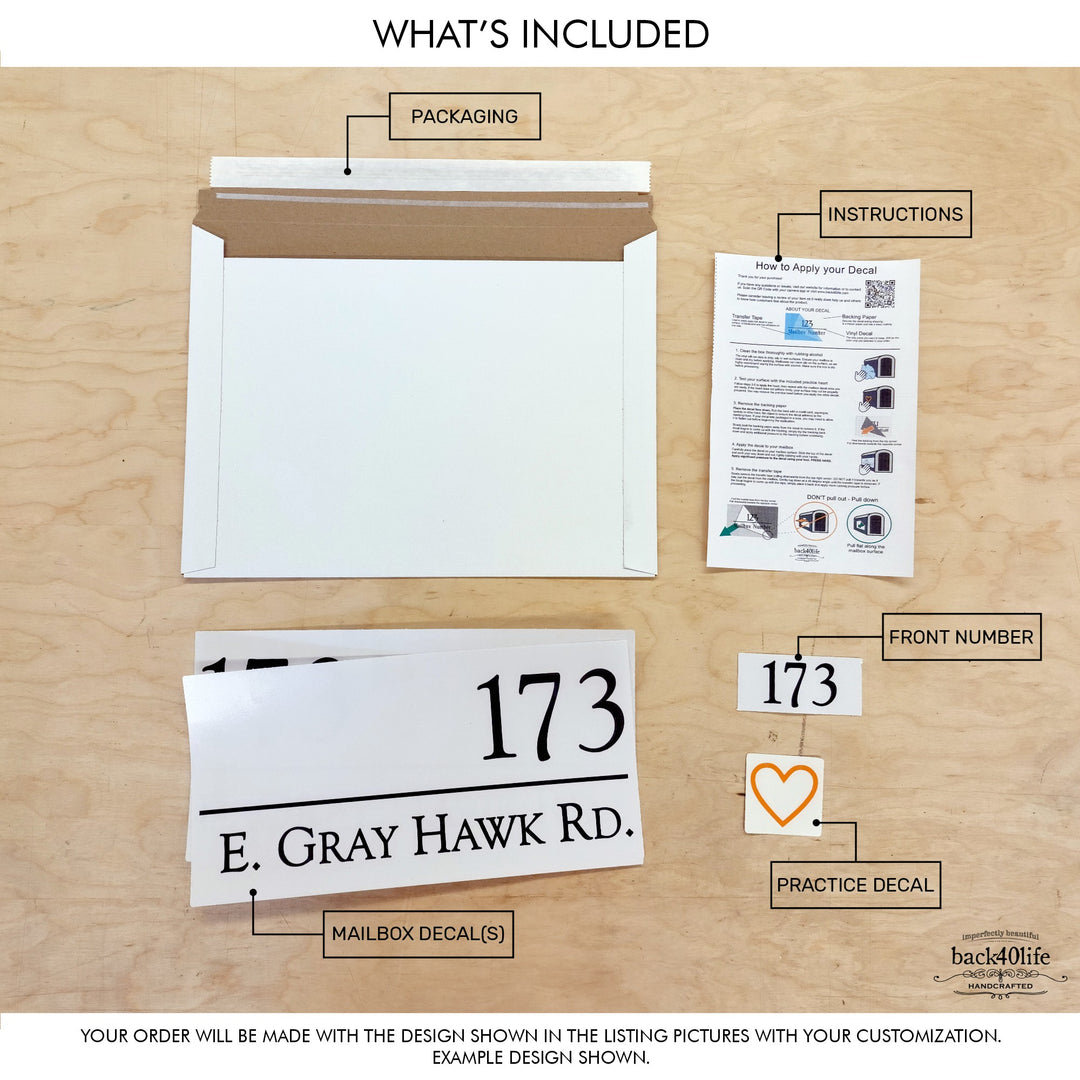 Personalized Mailbox Numbers - Street Address Vinyl Decal - Custom Decorative Numbering Street Name House Number Gift E-004q