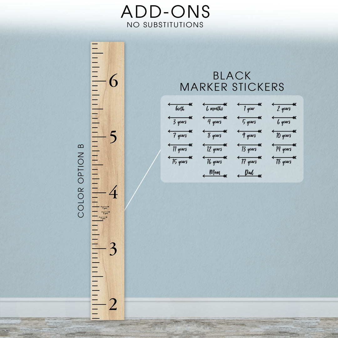 Personalized Wooden Kids Growth Chart - Height Ruler for Boys Girls Size Measuring Stick Family Name - Custom Ruler Gift Children GC-BMK Benchmark-EXP