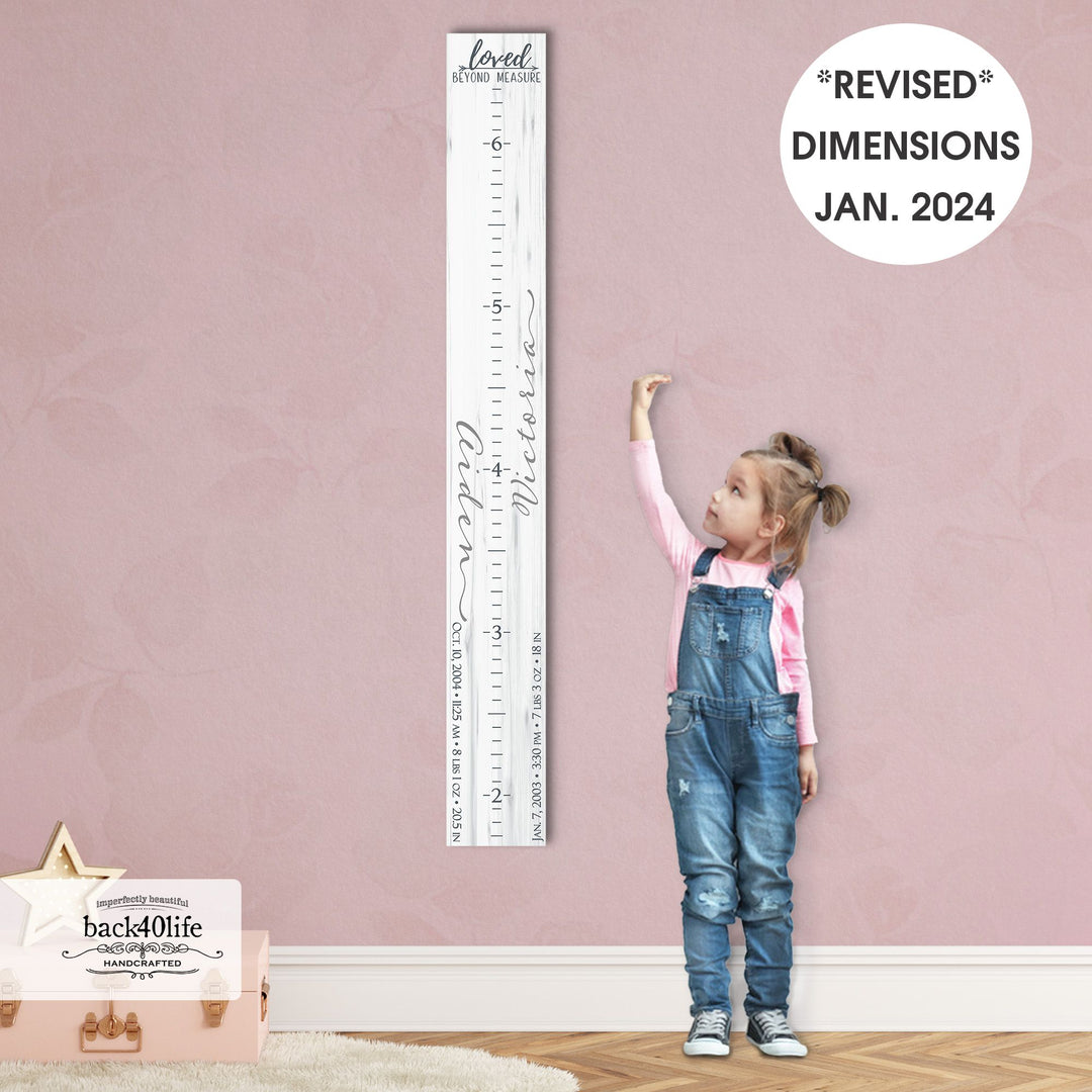 Personalized Wooden Kids Growth Chart - Height Ruler for Boys Girls Size Measuring Stick Family Name - Custom Ruler Gift Children GC-AID Aiden-EXP