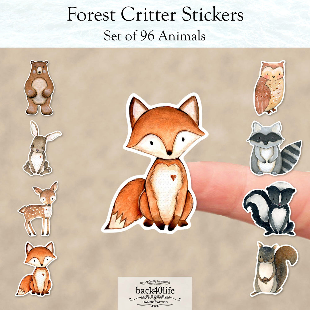 Forest Critter Stickers Silhouette - Set of 96 Sticker Cutout Shapes - (PC-001C-1)