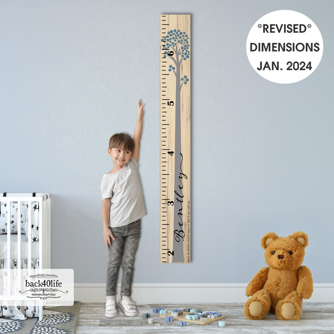 Personalized Wooden Kids Growth Chart - Height Ruler for Boys Girls Size Measuring Stick Family Name - Custom Ruler Gift Children GC-BNT Bentley-HRL