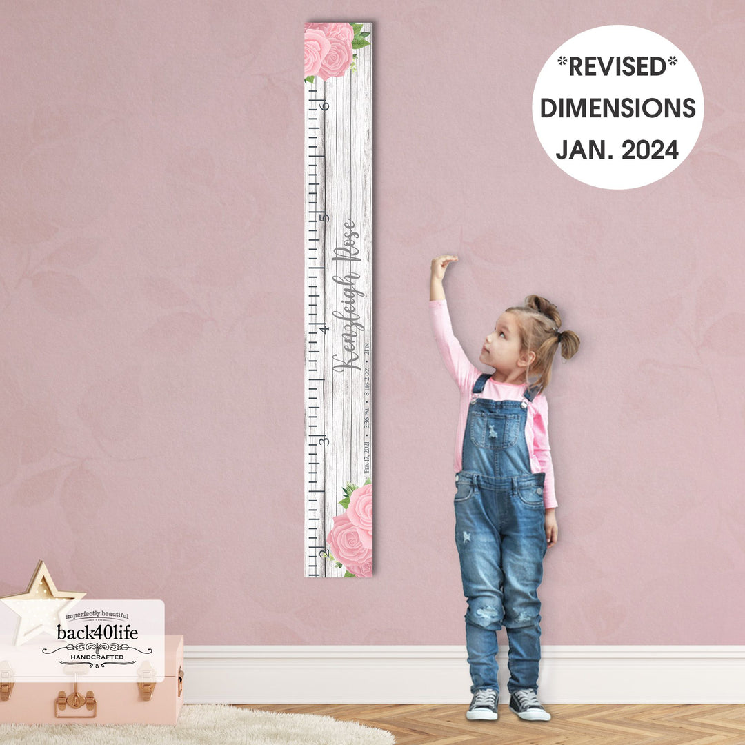 Personalized Wooden Kids Growth Chart - Height Ruler for Boys Girls Size Measuring Stick Family Name - Custom Ruler Gift Children GC-HAL Haley-EXP