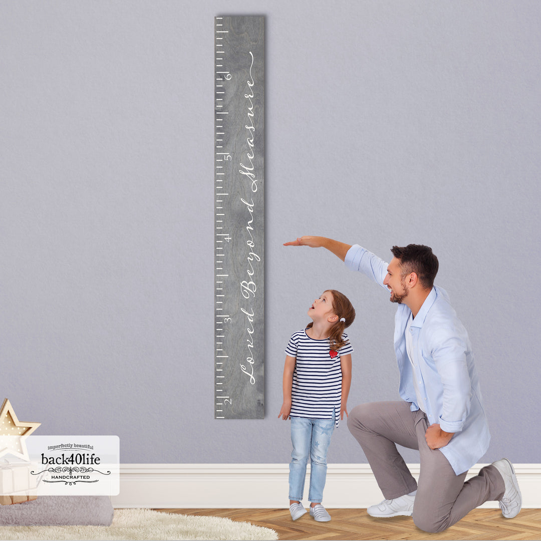 Personalized Wooden Kids Growth Chart - Height Ruler for Boys Girls Size Measuring Stick Family Name - Custom Ruler Gift Children GC-LBM Loved Beyond Measure-HRL