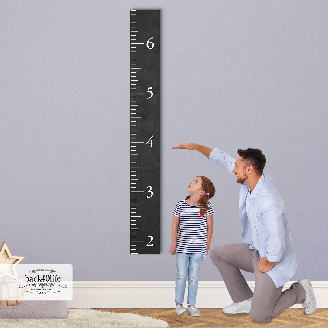 Personalized Wooden Kids Growth Chart - Height Ruler for Boys Girls Size Measuring Stick Family Name - Custom Ruler Gift Children GC-BMK Benchmark-HRL