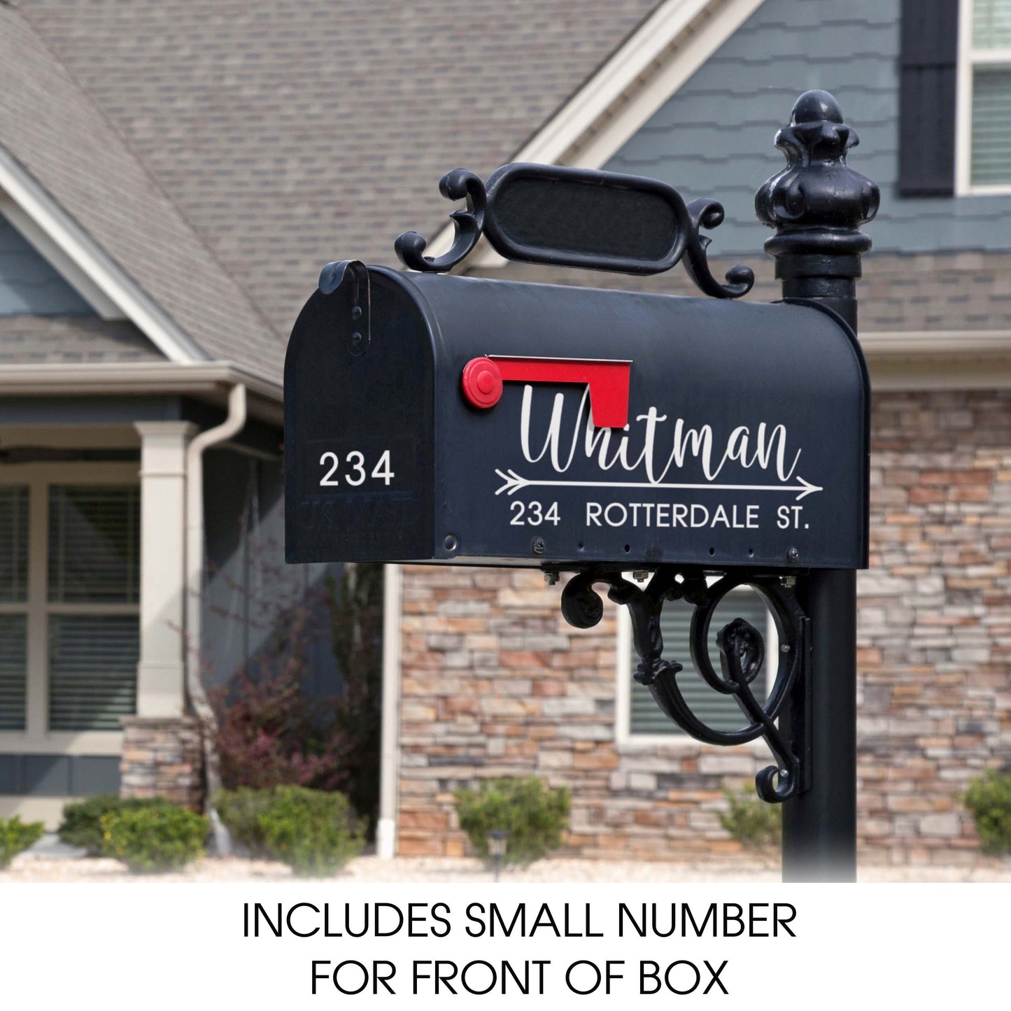Personalized Mailbox Numbers - Street Address Vinyl Decal - Custom Decorative Numbering Street Name House Number Gift E-004j2