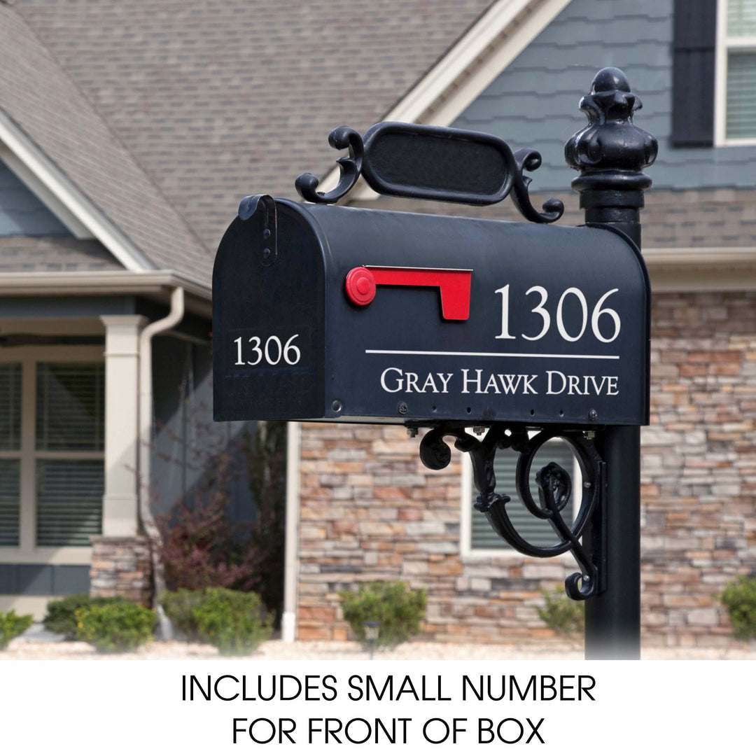 Personalized Mailbox Numbers - Street Address Vinyl Decal - Custom Decorative Numbering Street Name House Number Gift E-004q