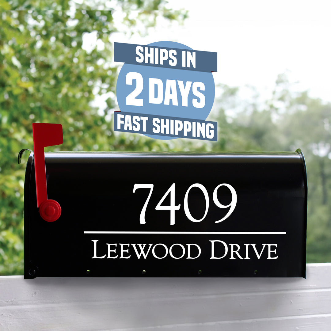 Personalized Mailbox Numbers - Street Address Vinyl Decal - Custom Decorative Numbering Street Name House Number Gift E-004v