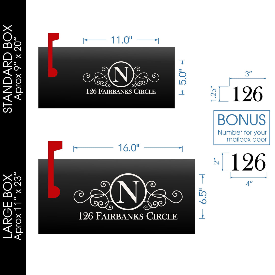 Personalized Mailbox Numbers - Street Address Vinyl Decal - Custom Decorative Numbering Street Name House Number Gift E-004a