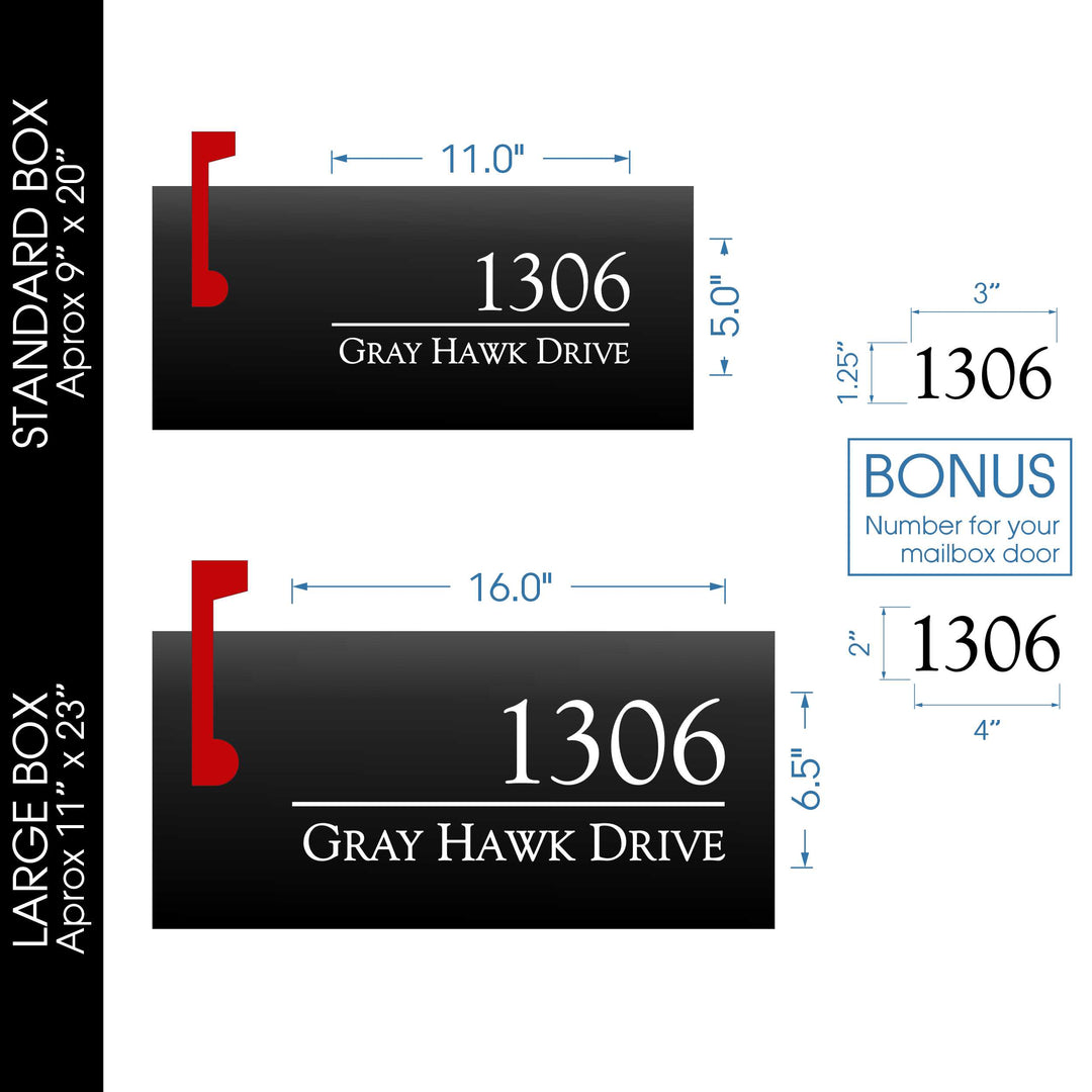 Personalized Mailbox Numbers - Street Address Vinyl Decal - Custom Decorative Numbering Street Name House Number Gift E-004q