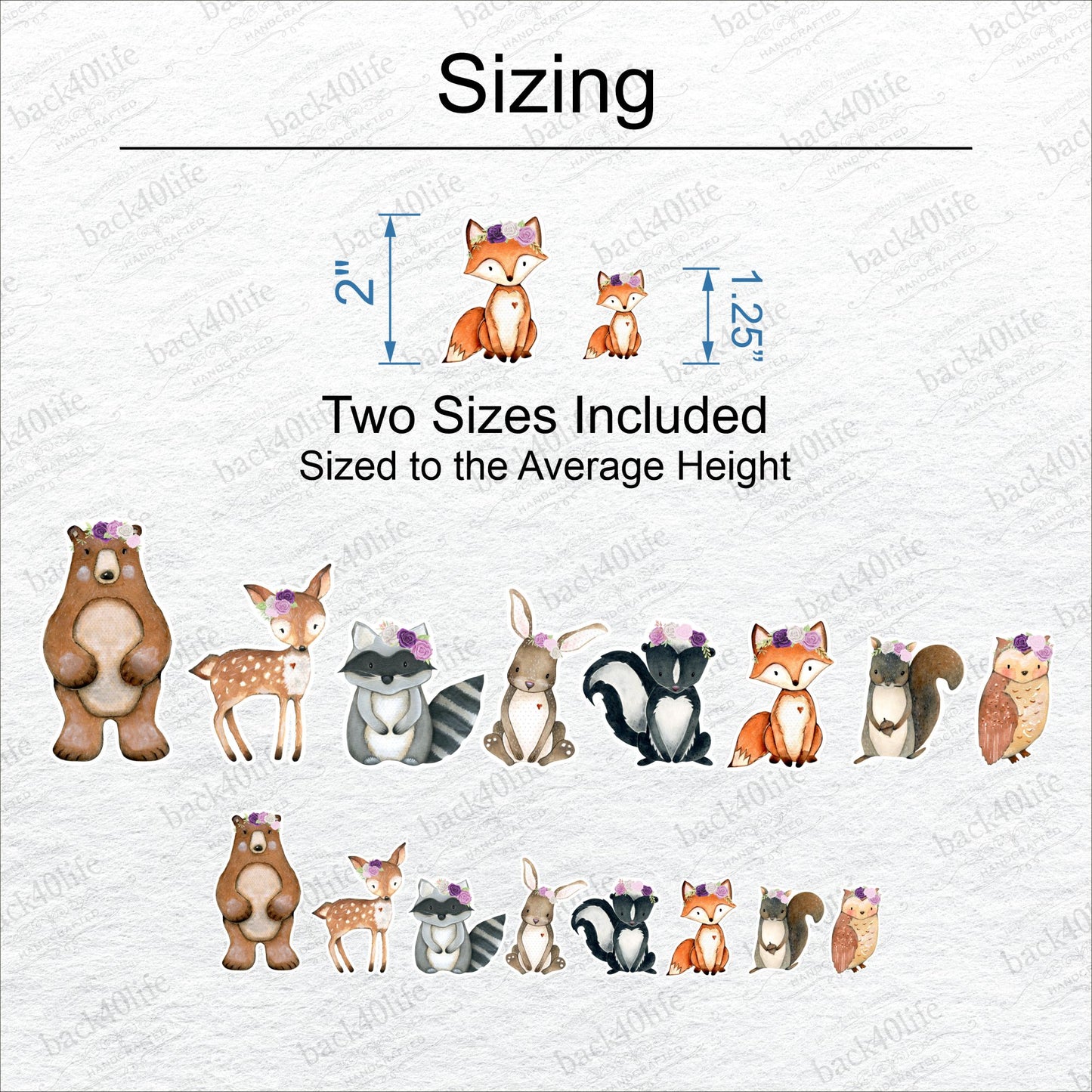 Forest Critter with Tiara Stickers Silhouette - Set of 96 Sticker Cutout Shapes - (PC-001C-4)
