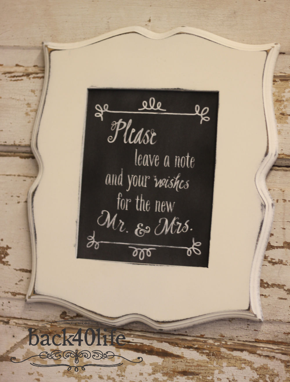 Guestbook Wood Picture Frame with Chalkboard Finish (W-042)