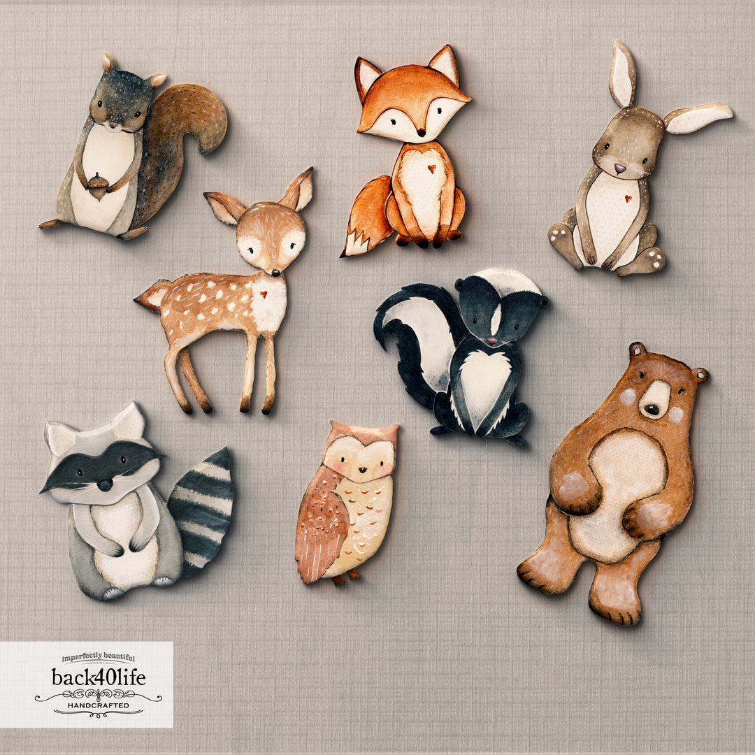 Forest Critters | Set of Painted Wooden Cutout Shapes - Back40Life (PC-001-Set)