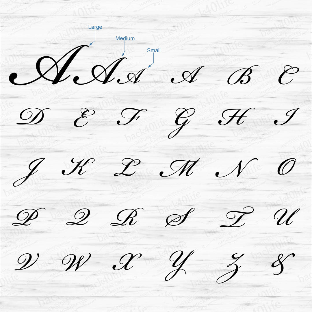 Precision Cut Wood Posh Calligraphy Script Monogram Letter (LC-08)