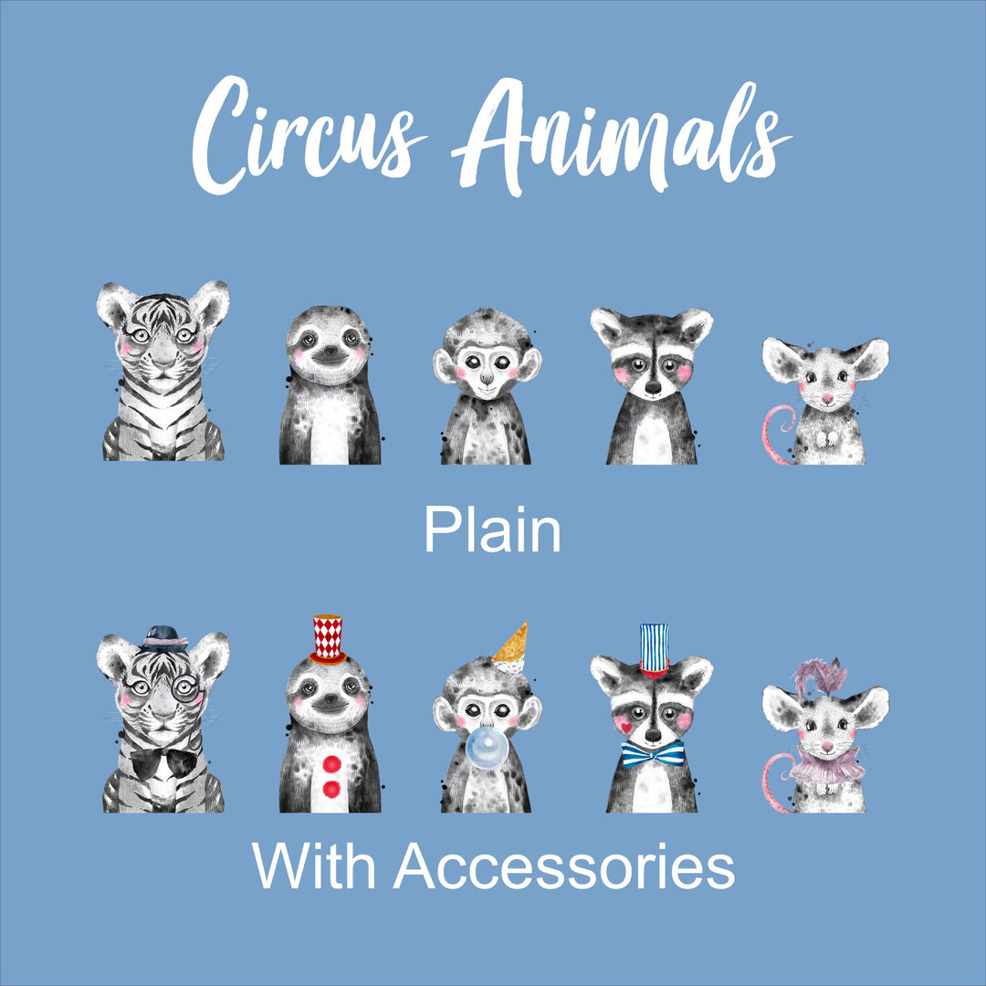 Circus Baby Animals | Set of Painted Wooden Cutout Shapes - Back40Life (PC-002-Circus-Set)