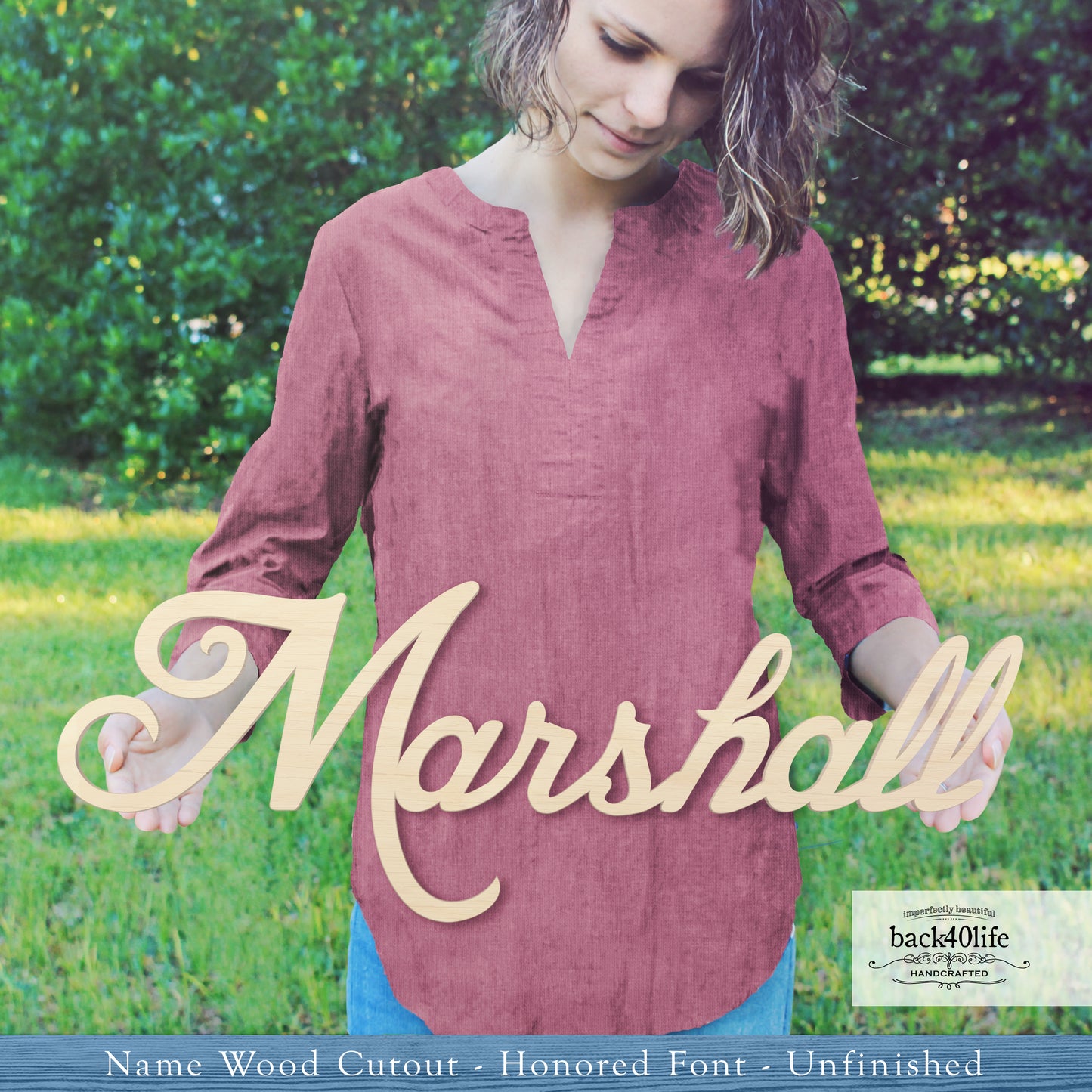 Custom Wooden Name Cutout Sign - Personalized Word Name Phrase Cutout for Boys and Girls (Honored Font) | Back40Life