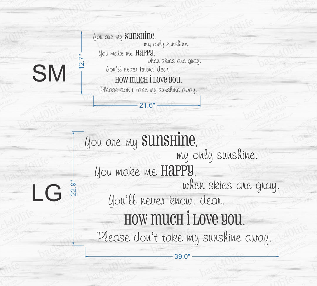 You Are My Sunshine Vinyl Wall Decal (K-030)