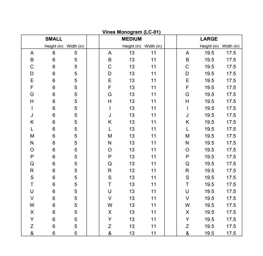 Precision Cut Vines Wood Monogram Letter (LC-01)