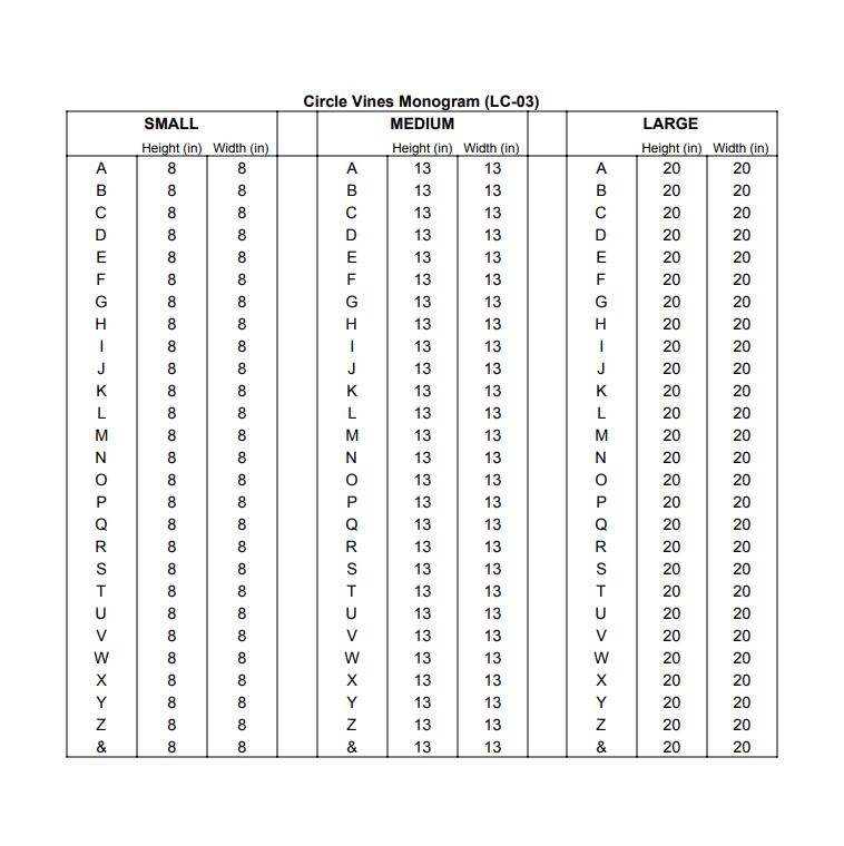 Precision Cut Vines Circle Wood Monogram Letter (LC-03)