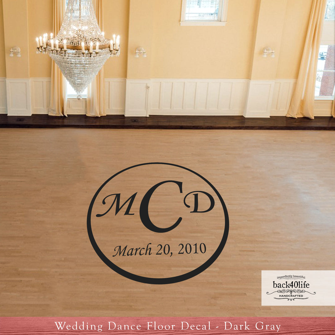 Large Monogram Wedding Reception Dance Floor Vinyl Decal (W-008)