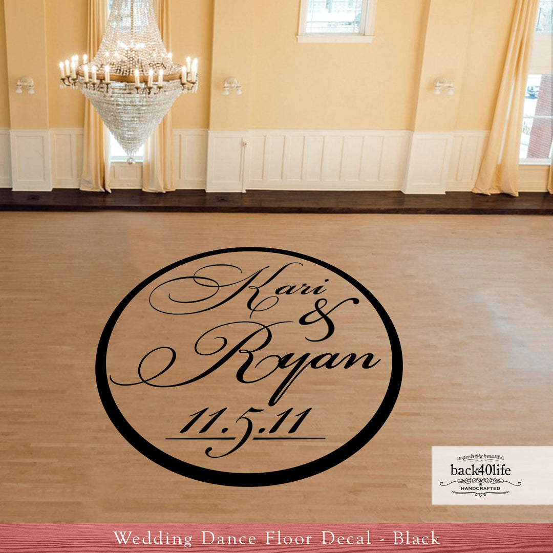 Couple's Names Wedding Reception Dance Floor Vinyl Decal (W-004)