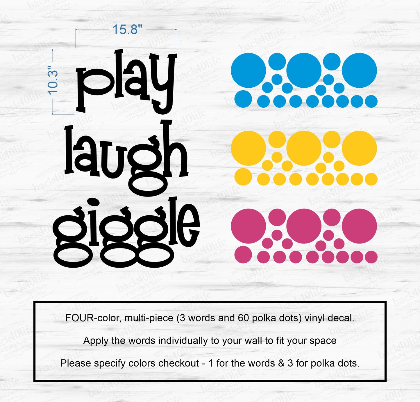 Play Laugh Giggle Vinyl Wall Decal (K-031a)