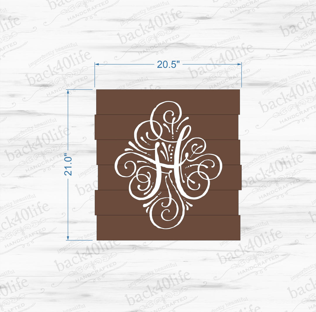 Monogram Initial Pallet-Style Wood Sign (W-062)