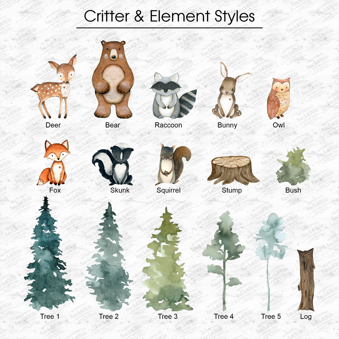 Forest Critters Vinyl Decal DIY Forest Scene (PC-001E)