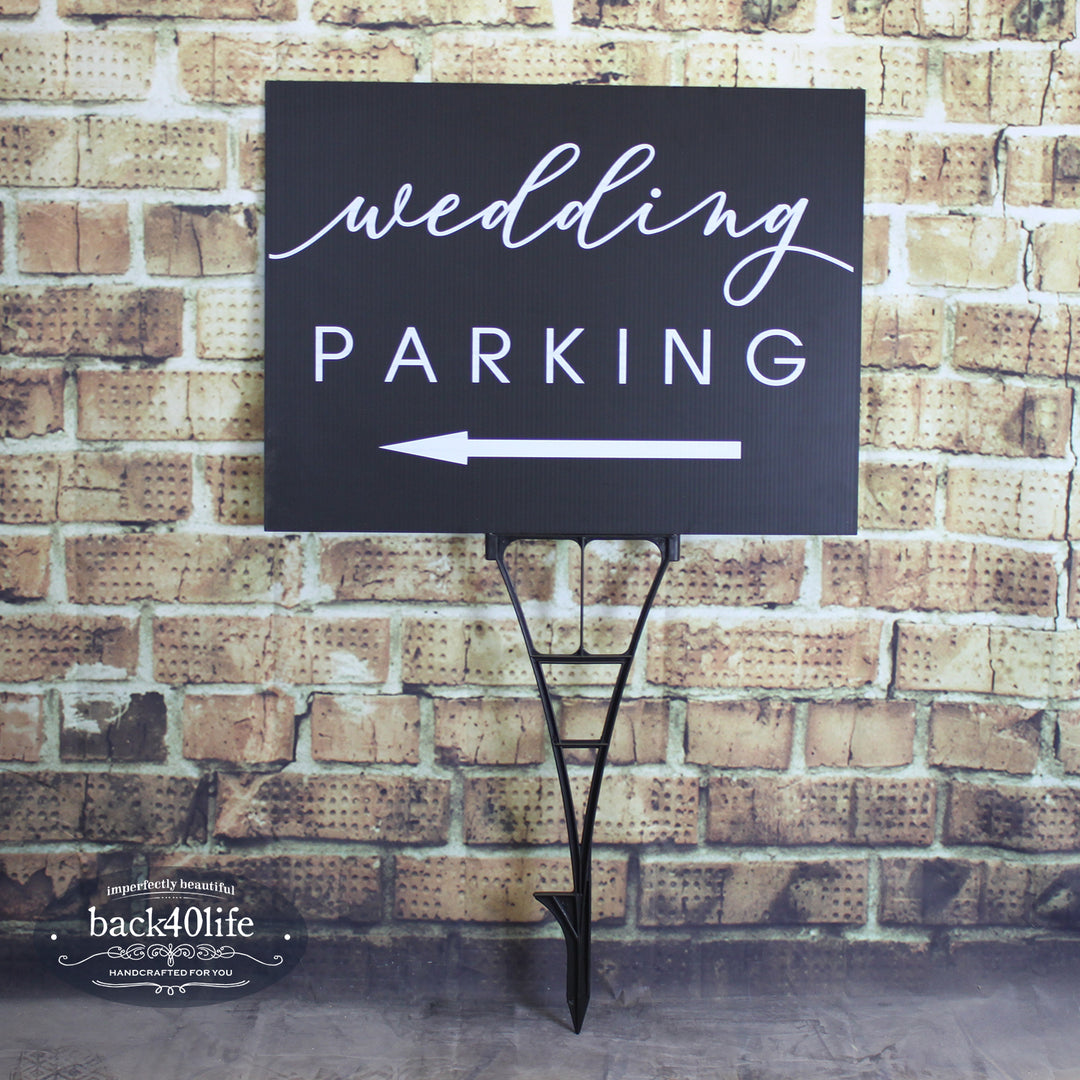 Painted Wedding Parking Directional Sign (W-020-2)