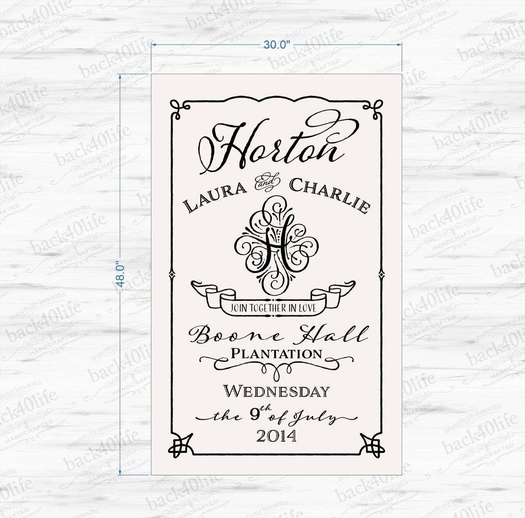 Wedding or Reception Welcome Wood Sign - The Horton (W-066)