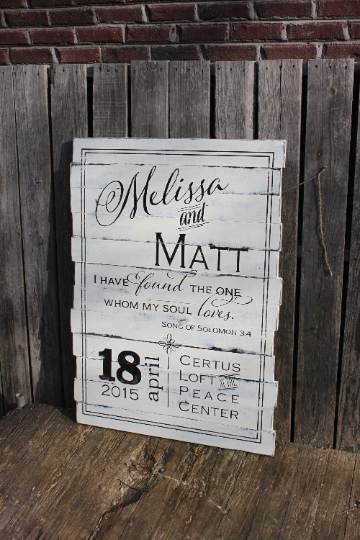 Pallet-Style Painted Wood Wedding or Reception Sign (W-070b)