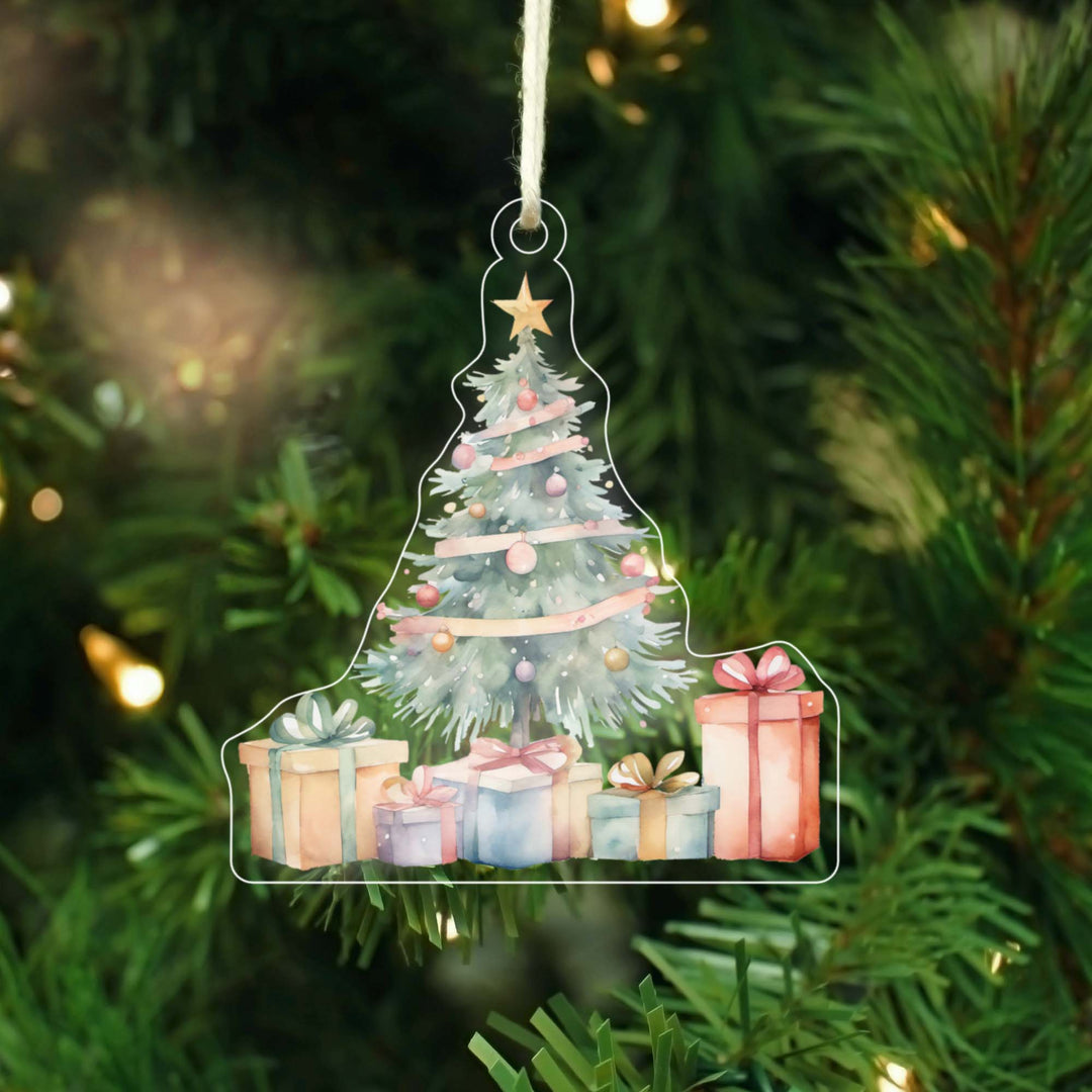 Christmas Tree with Presents | Acrylic Christmas Ornament AO-003