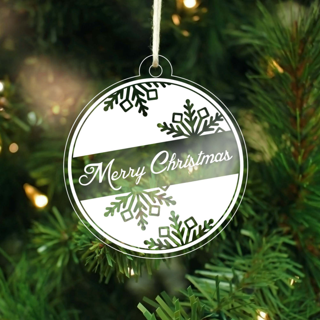 Merry Christmas Snowflake | Acrylic Christmas Ornament AO-006