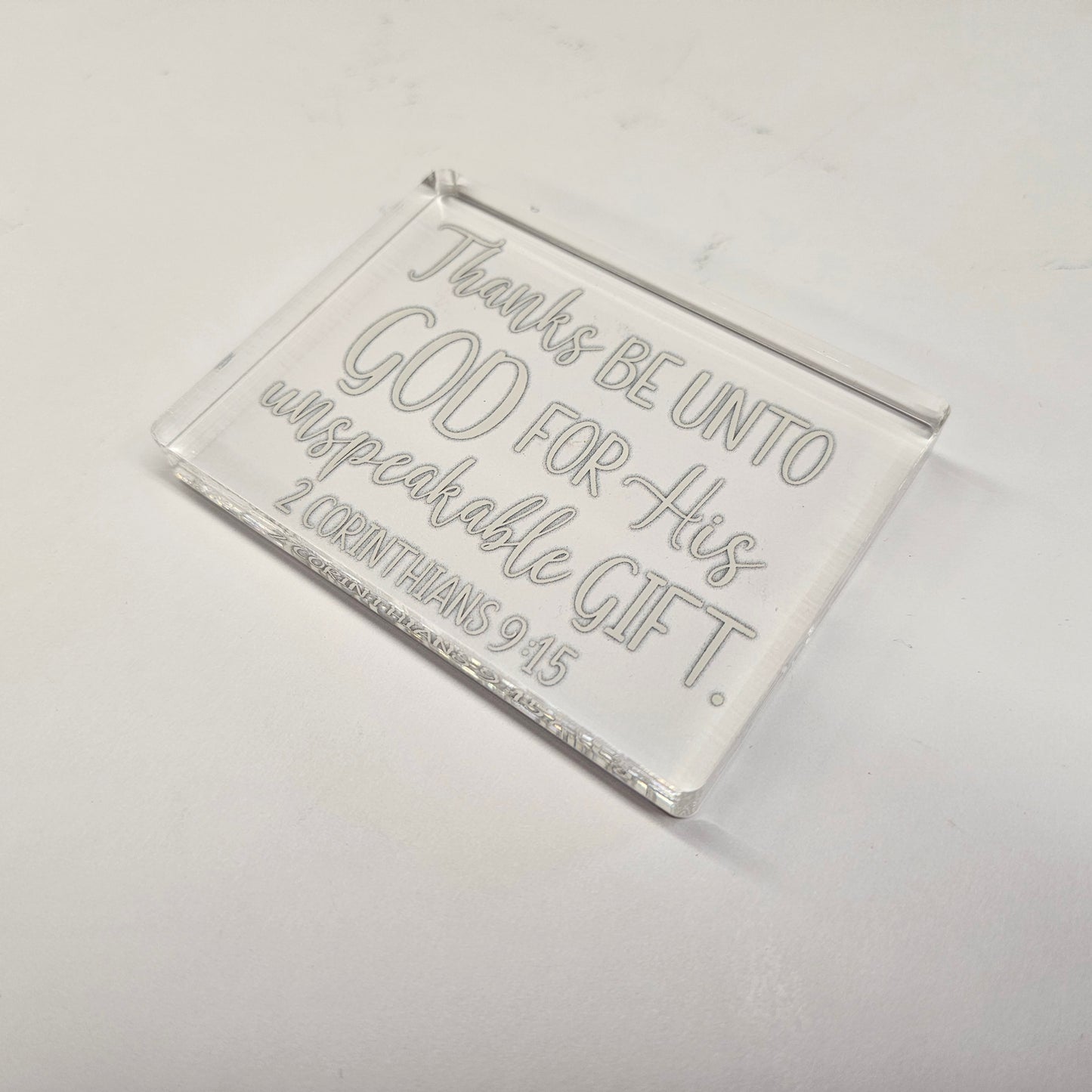 Thanks Be Unto God | Acrylic Christmas Shelf Sitter AC-013