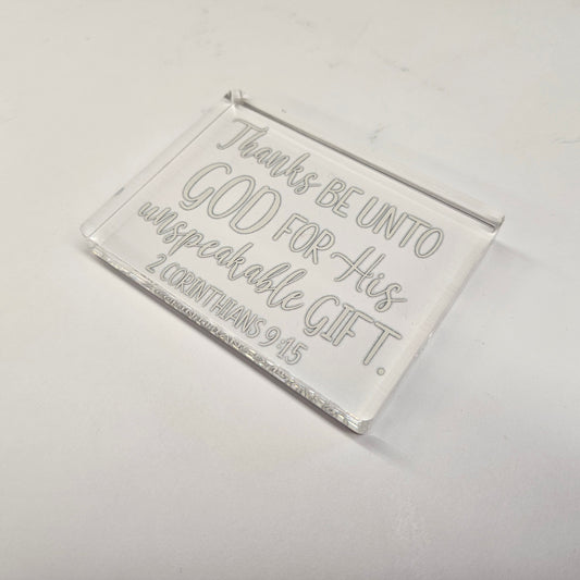 Thanks Be Unto God | Acrylic Christmas Shelf Sitter AC-013