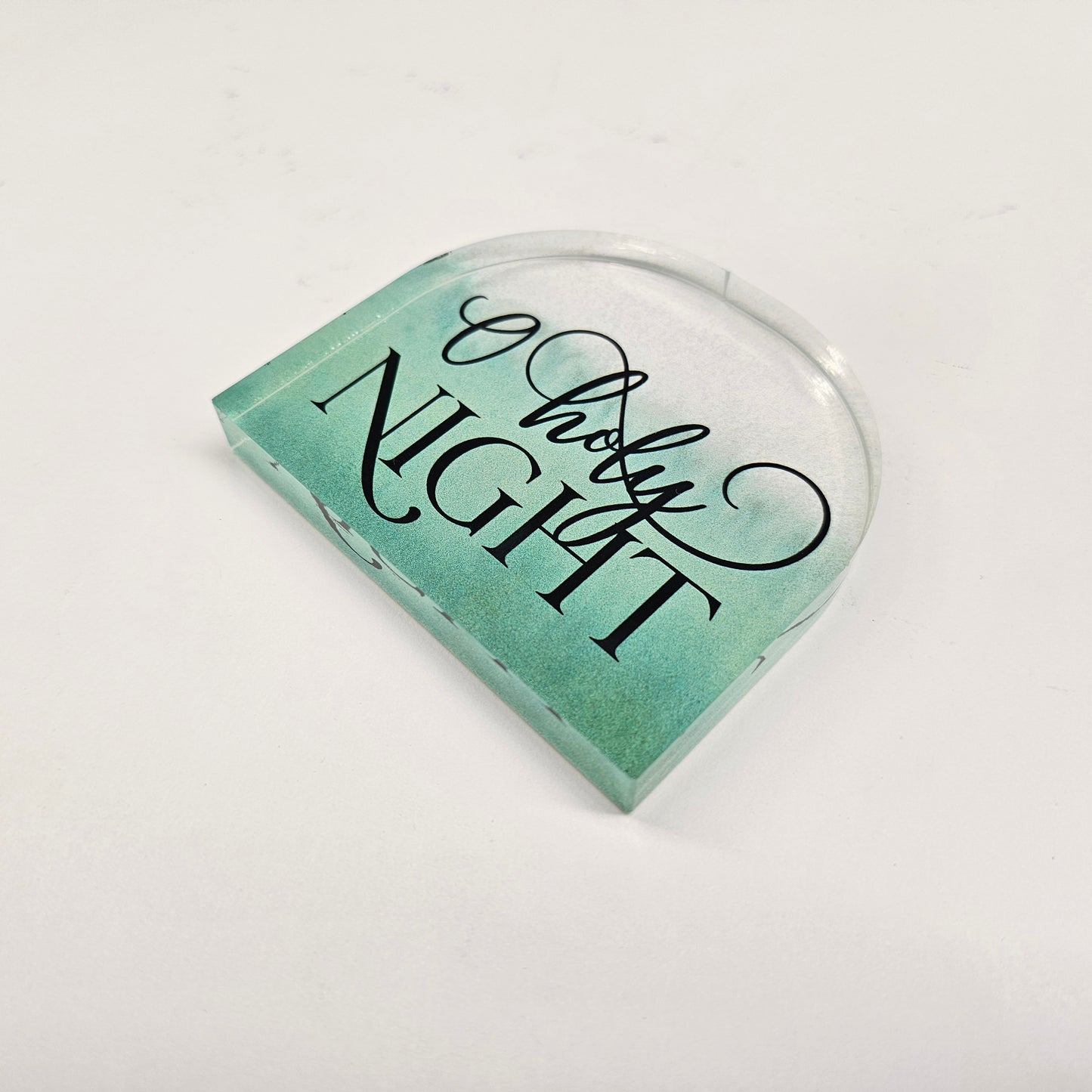 Green O Holy Night | Acrylic Christmas Shelf Sitter AC-017