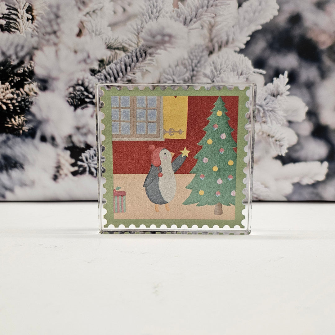 Festive Penguin Stamp | Acrylic Christmas Shelf Sitter AC-020