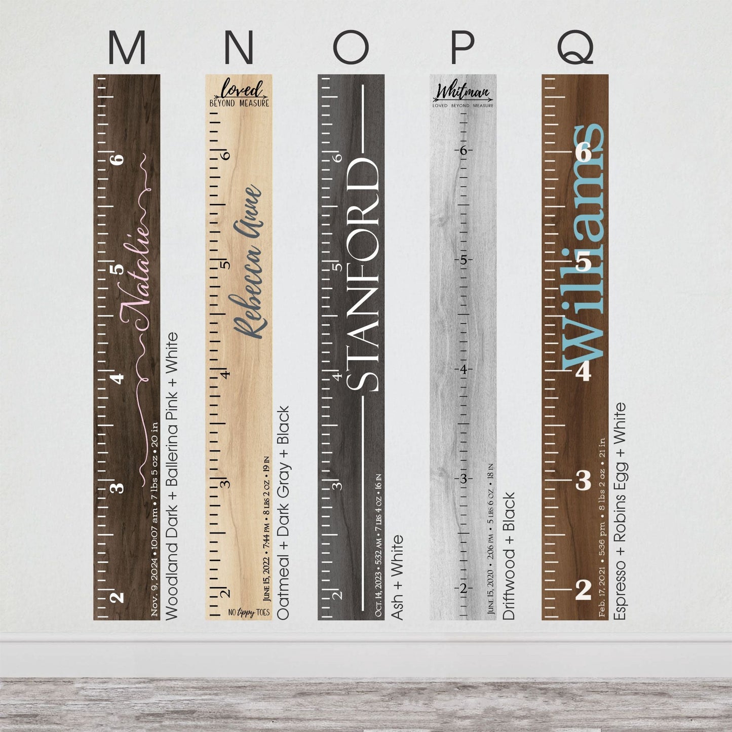 Personalized Wooden Kids Growth Chart - Height Ruler for Boys Girls Size Measuring Stick Family Name - Custom Ruler Gift Children GC-CST
