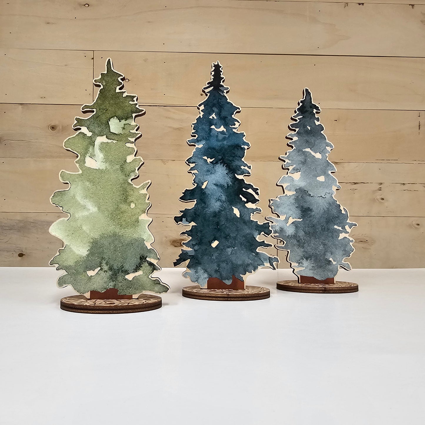 Forest Trees Set of 3 - Cute Tree Woodland Painted Wooden Cutout Baby Shower Gift Personalized Art PC-008