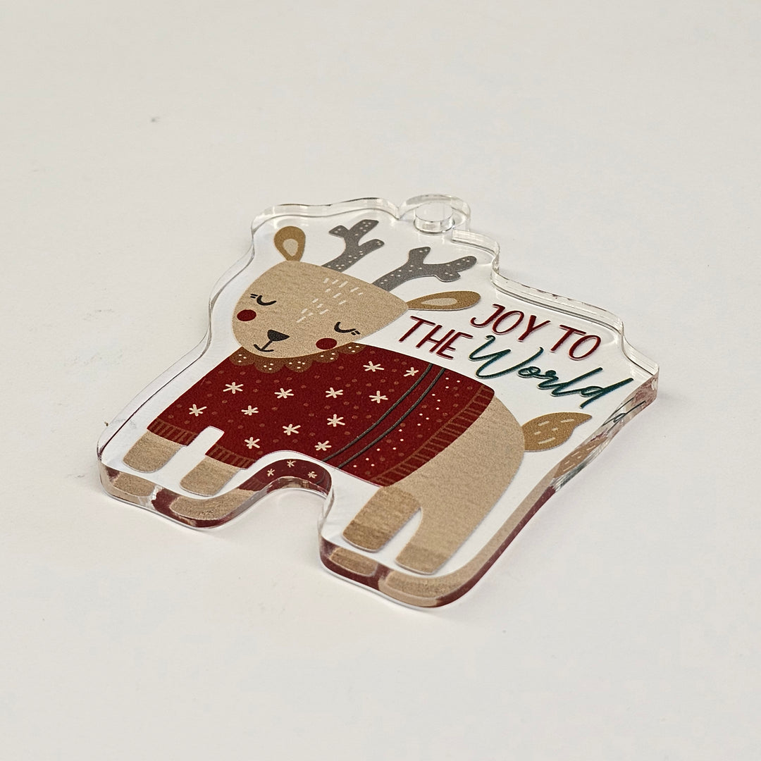 Joy To The World Reindeer | Acrylic Christmas Ornament AO-016
