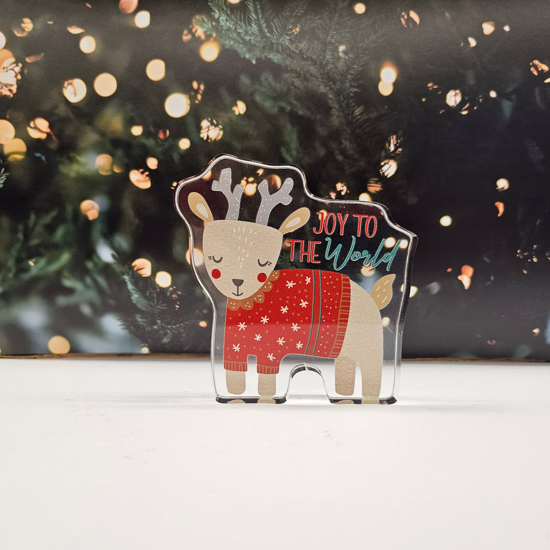 Joy To The World Reindeer | Acrylic Christmas Shelf Sitter AC-002