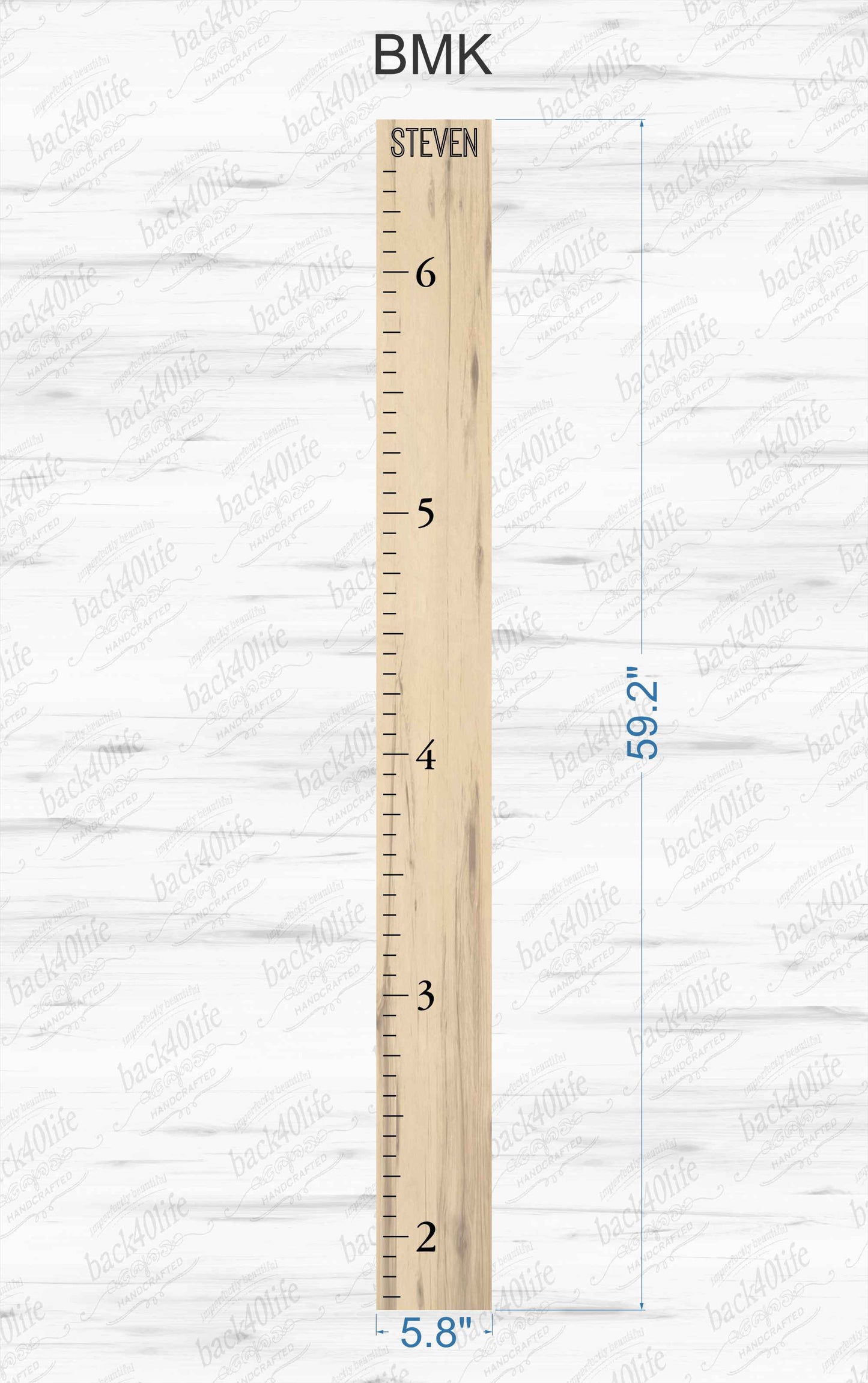 Farmhouse Style Segmented Wooden Kids Growth Chart Ruler for Boys and Girls (GC-3P-BMK) Benchmark - Back40Life