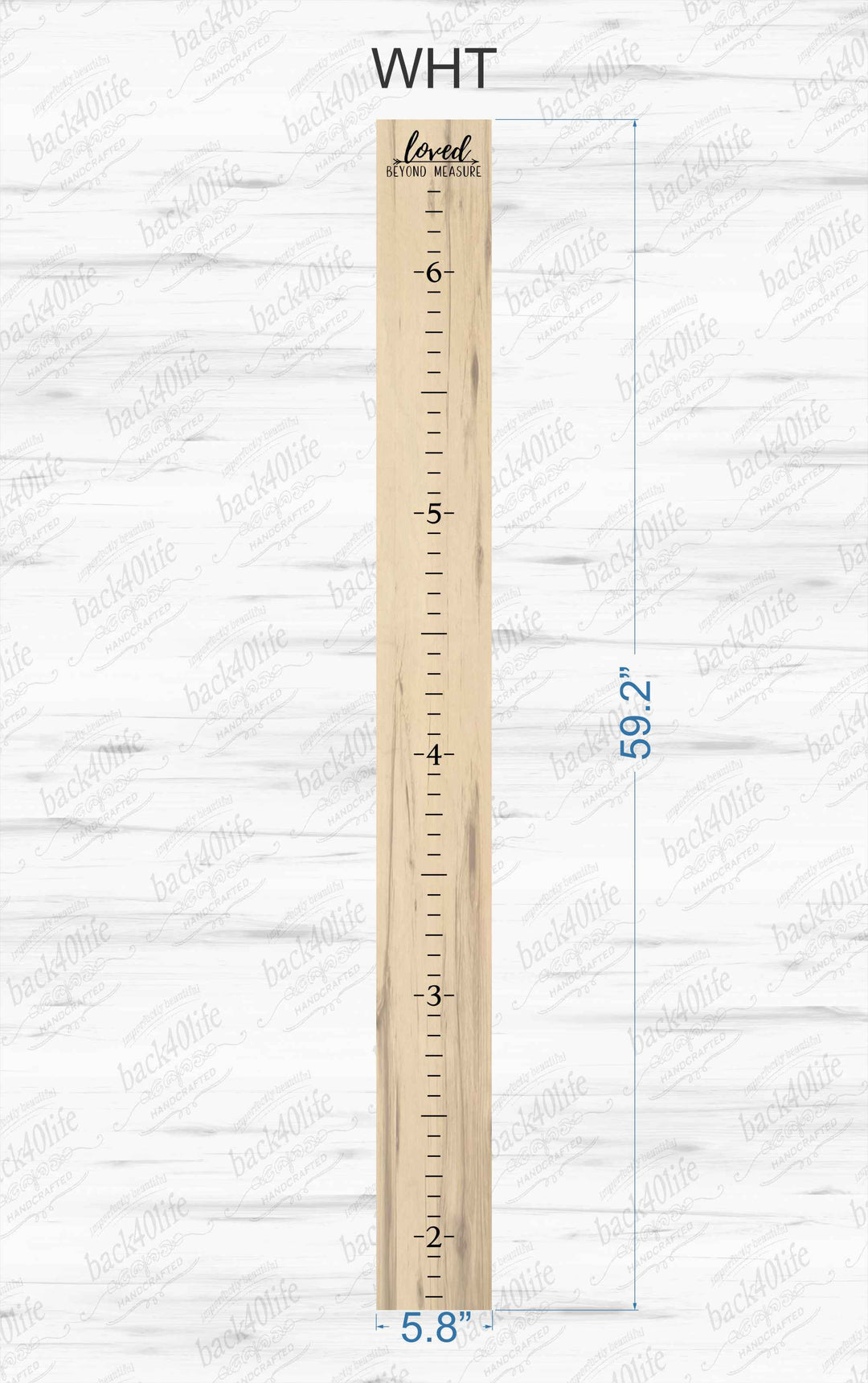 Personalized Wooden Kids Growth Chart - Height Ruler for Boys Girls Size Measuring Stick Family Name - Custom Ruler Gift Children GC-WHT-3P Whitman