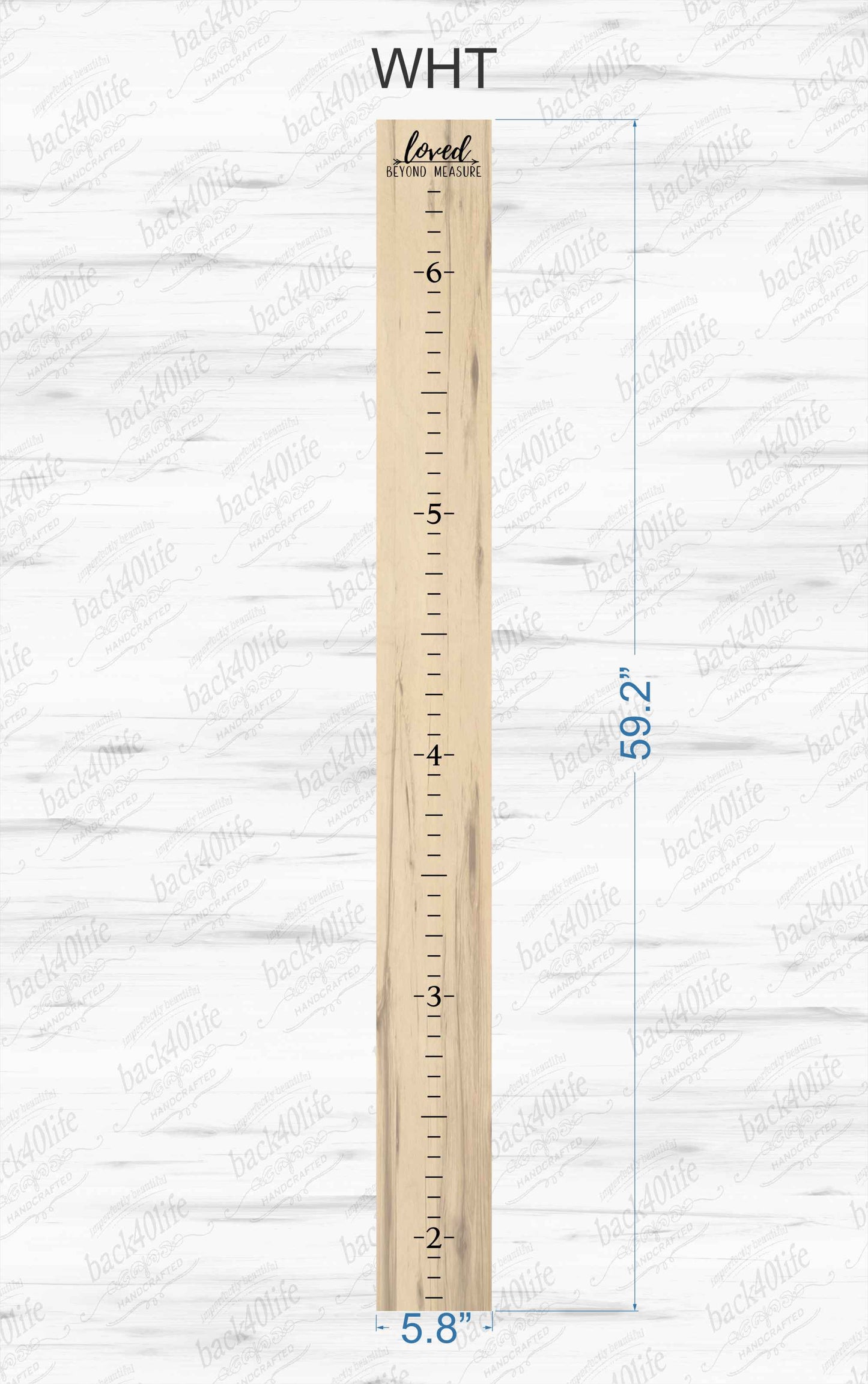 Personalized Wooden Kids Growth Chart - Height Ruler for Boys Girls Size Measuring Stick Family Name - Custom Ruler Gift Children GC-WHT-3P Whitman