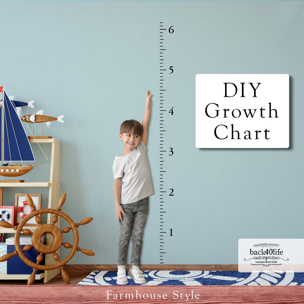 DIY Vinyl Kids Growth Chart Ruler Decal for Boys and Girls (GC-DCL)