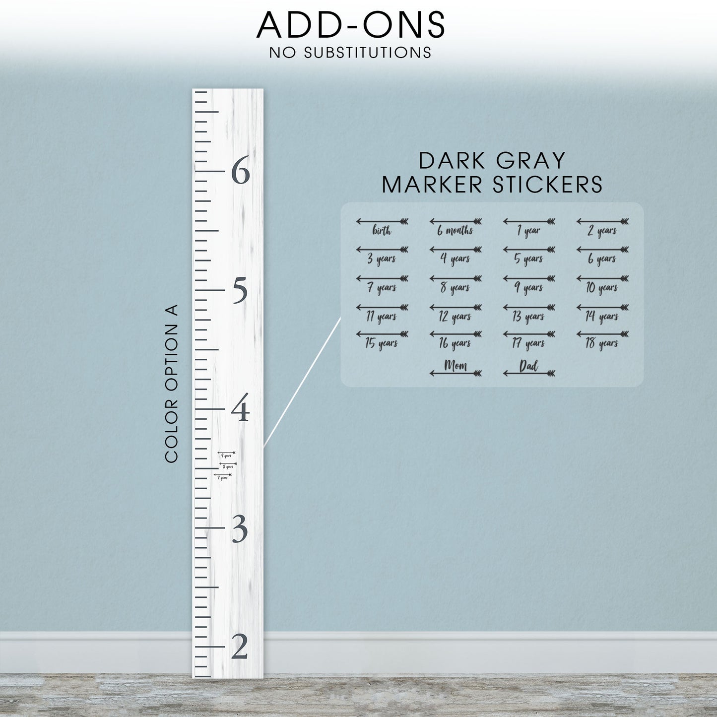 Personalized Wooden Kids Growth Chart - Height Ruler for Boys Girls Size Measuring Stick Family Name - Custom Ruler Gift Children GC-BMK Benchmark