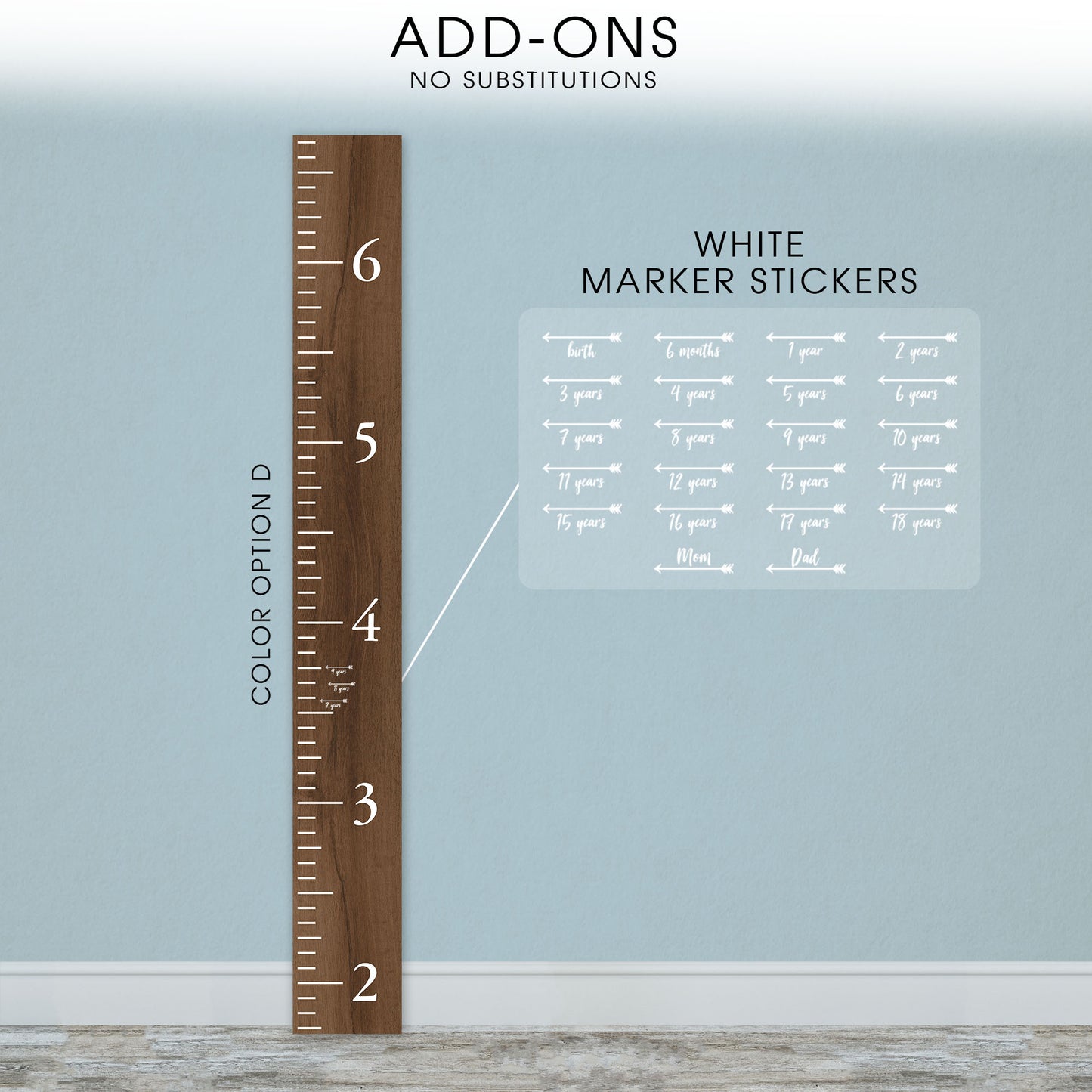 Personalized Wooden Kids Growth Chart - Height Ruler for Boys Girls Size Measuring Stick Family Name - Custom Ruler Gift Children GC-BMK Benchmark