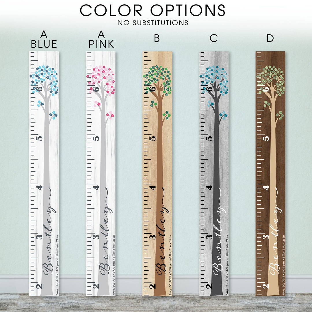 Personalized Wooden Kids Growth Chart - Height Ruler for Boys Girls Size Measuring Stick Family Name - Custom Ruler Gift Children GC-BNT Bentley-EXP