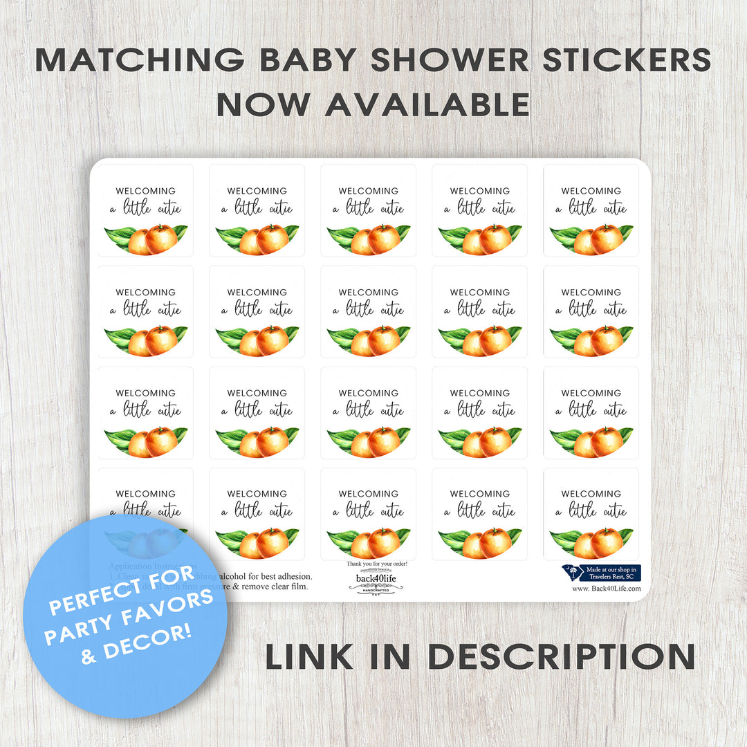 Baby Shower Sign - Little Cutie Orange - Welcome Directional Parking Event (K-091o)