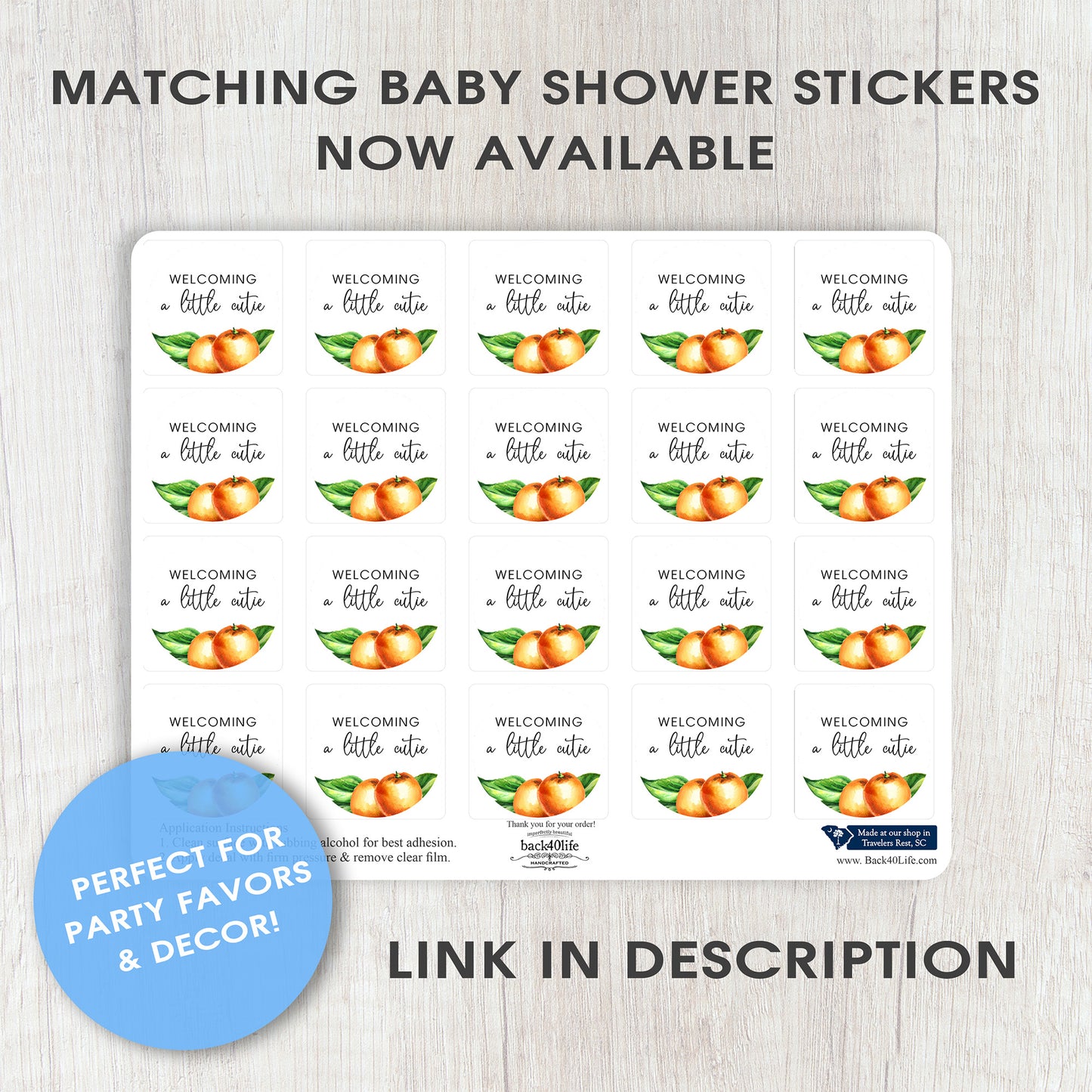 Baby Shower Sign - Little Cutie Orange - Welcome Directional Parking Event (K-091o)